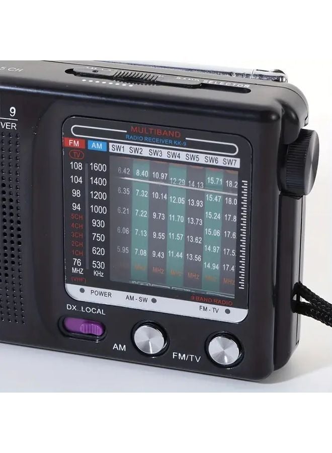 KK 9 راديو محمول AM FM SW مع مكبر صوت عالي وجاك سماعات الرأس، يعمل ببطاريتين AA، للاستخدام الداخلي والخارجي وفي حالات الطوارئ - Image 3